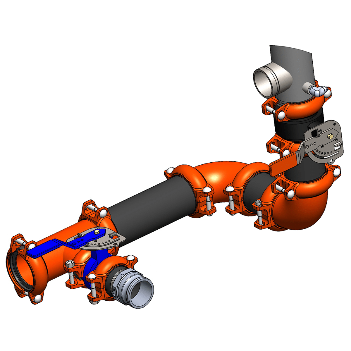 Top view of 3D rendering of the 900-SP300 Suction Plumbing Kit
